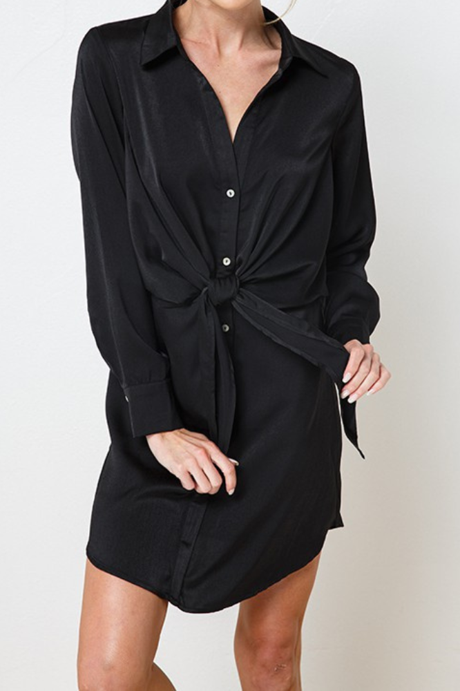 Serena Satin Shirt Dress-FINAL SALE