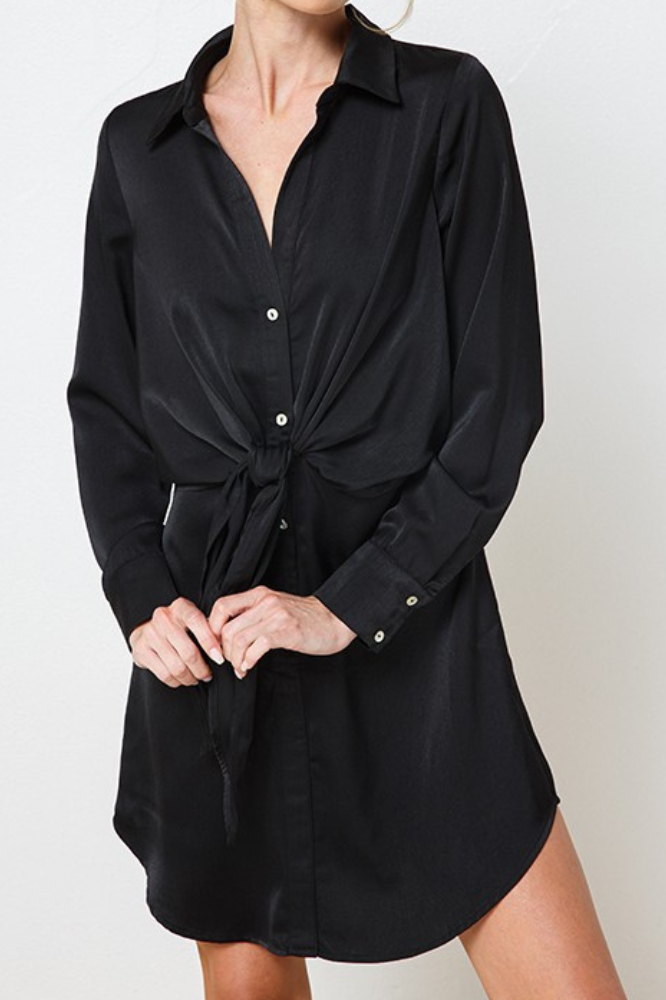Serena Satin Shirt Dress-FINAL SALE