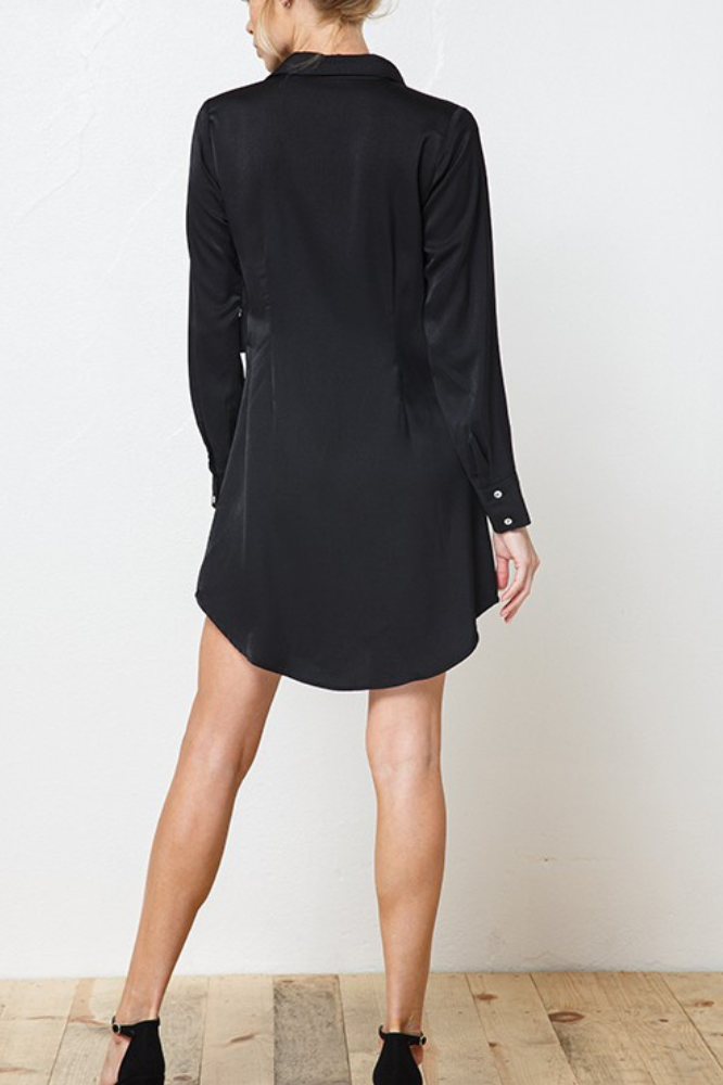 Serena Satin Shirt Dress-FINAL SALE