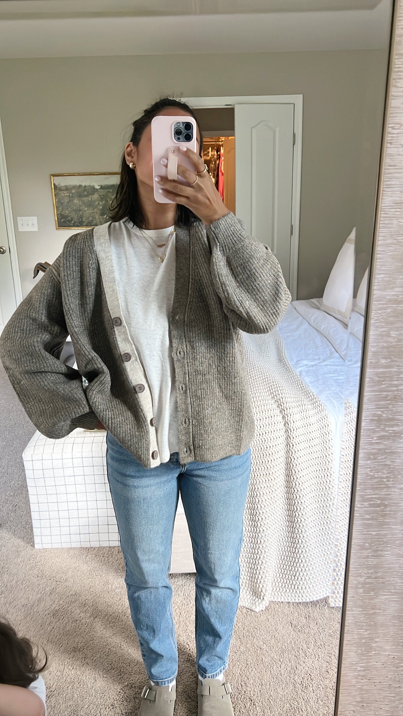 Greige Contrast Cardigan