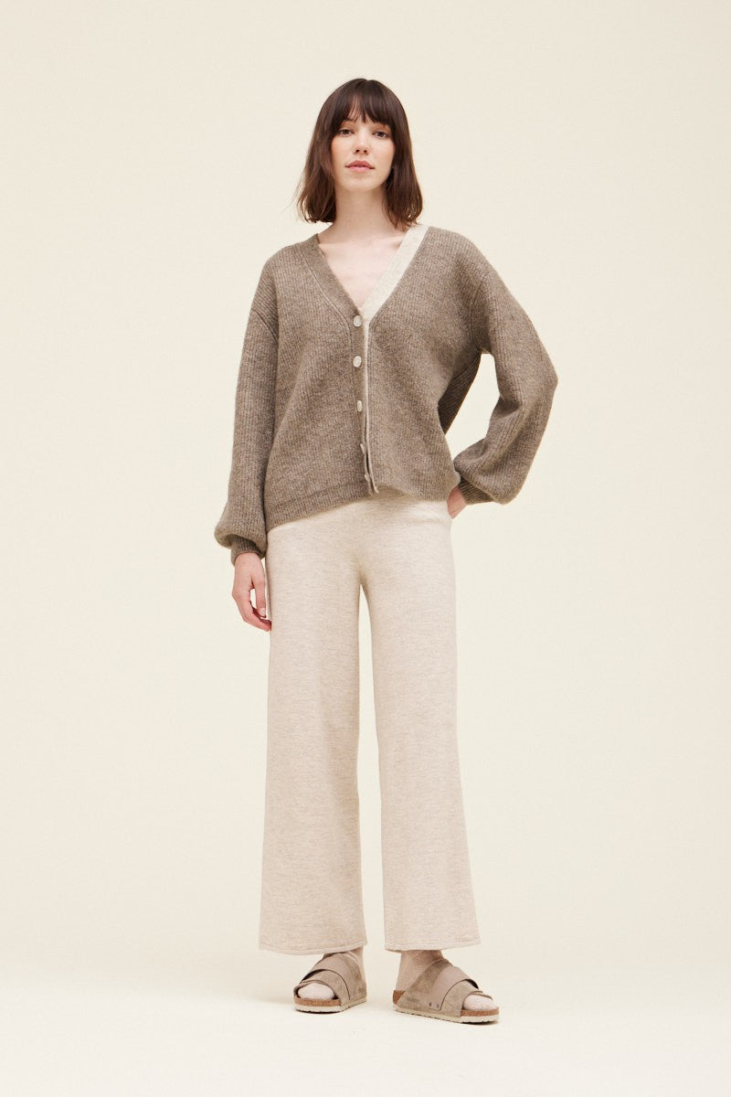 Greige Contrast Cardigan
