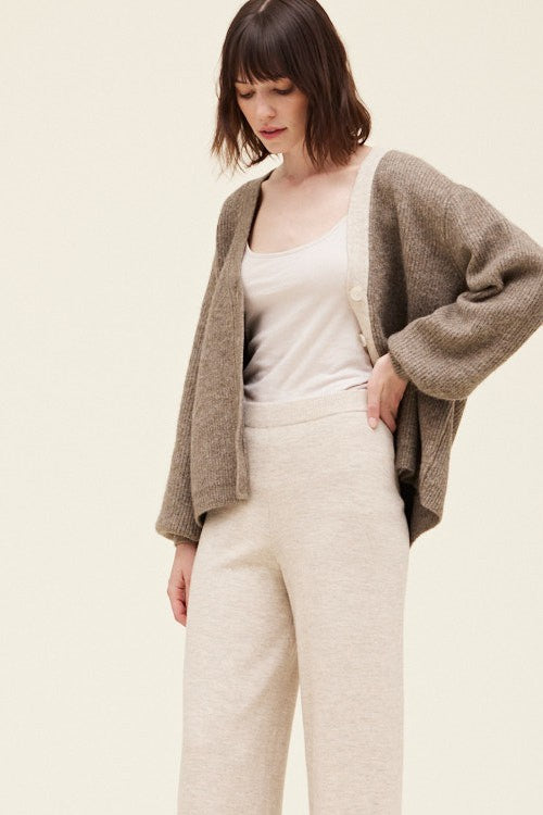 Greige Contrast Cardigan