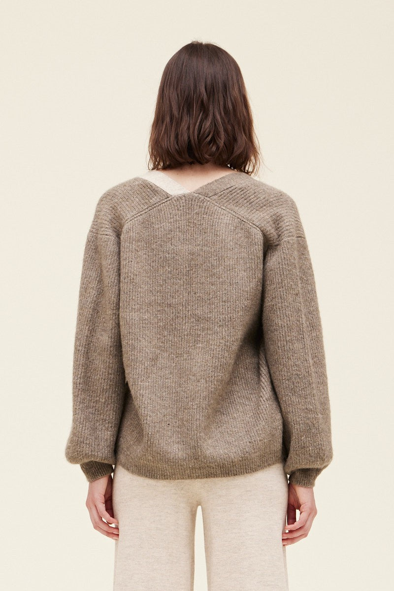 Greige Contrast Cardigan