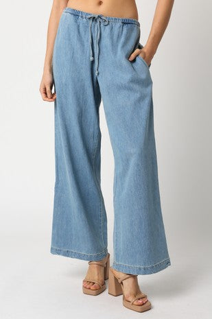 Denim Pull On Pants