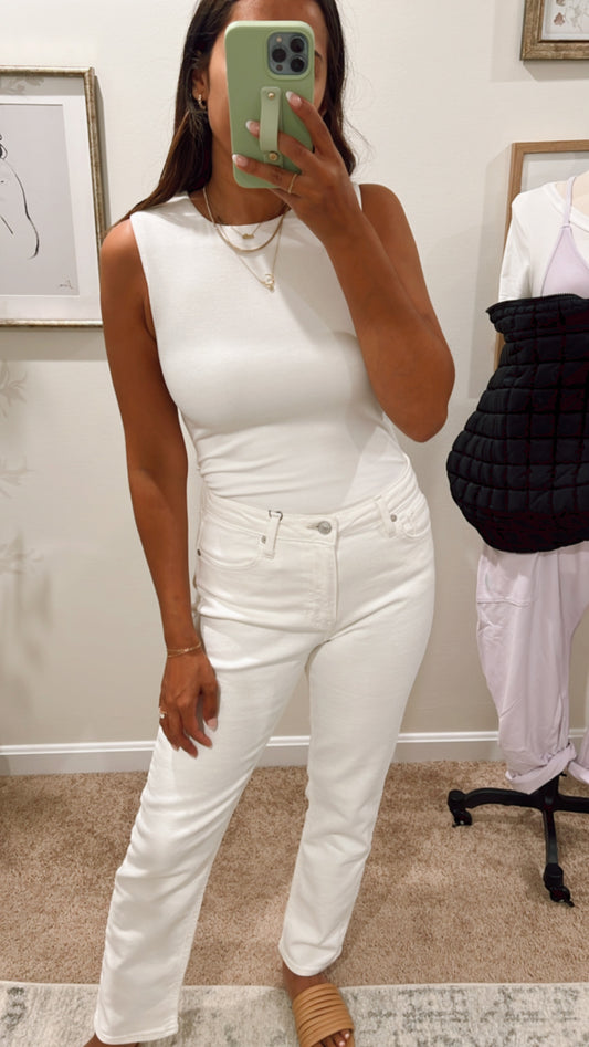 Jersey Knit Bodysuit-Off White